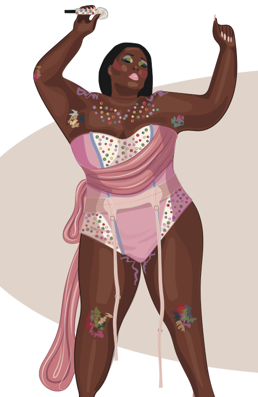 Lizzo stage wear illustration